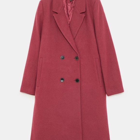 COPY - ZARA PINK MARL LONG WOOL COAT PINK MARL - Picture 13 of 15